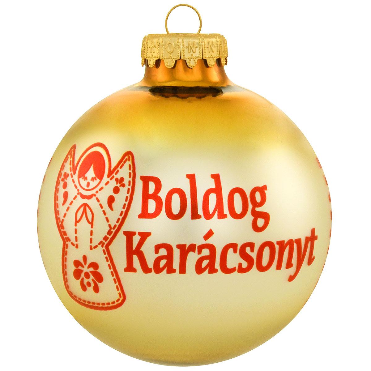 Hungarian Christmas Greeting Glass Ornament