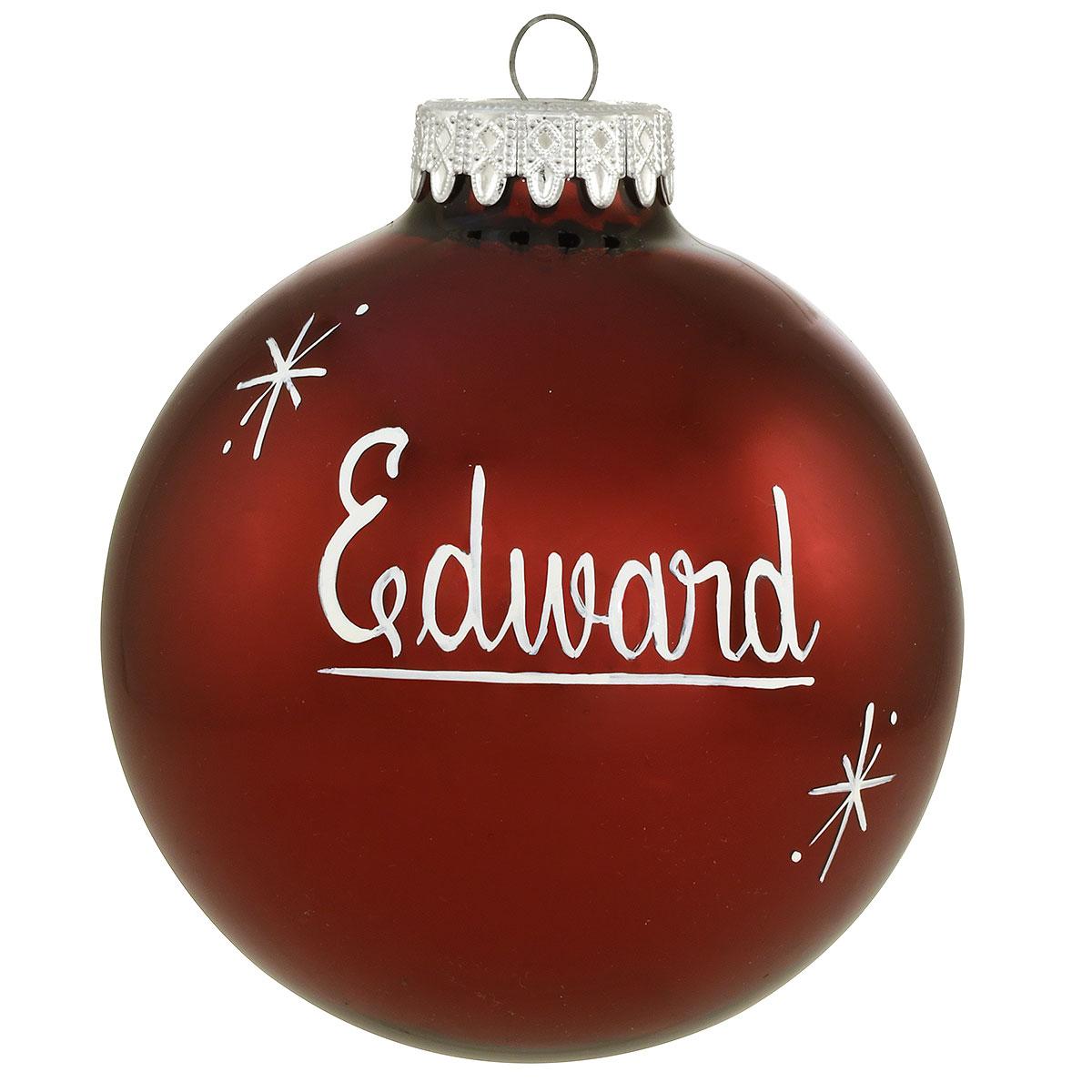 Personalized Plain Glass Ornament Burgundy
