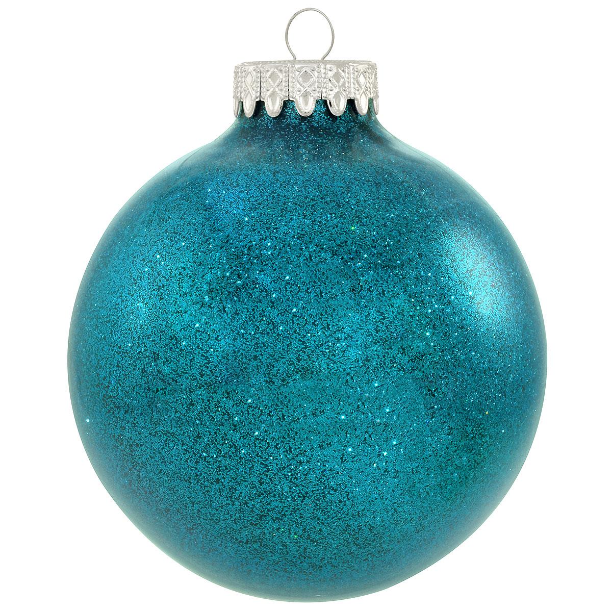 Teal Sparkle Glass Ornament