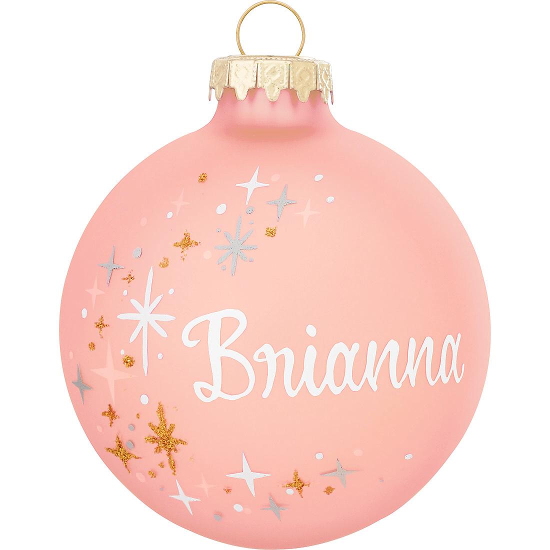 Personalized Pink star Swirl Galaxy Glass Ornament