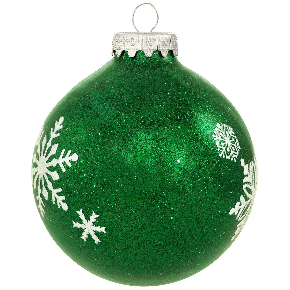 Green Snowflake Sparkle Glass Ornament