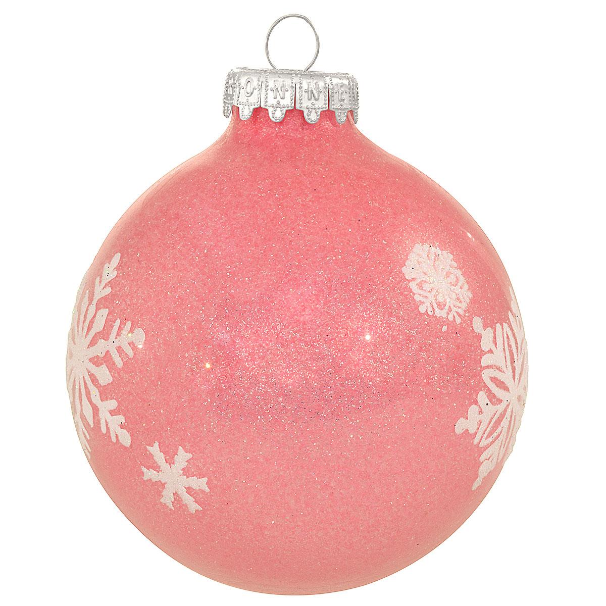 Pink Snowflake Sparkle Glass Ornament