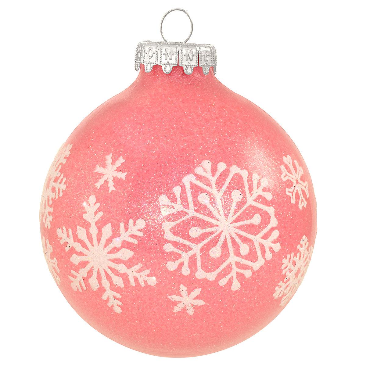 Pink Snowflake Sparkle Glass Ornament
