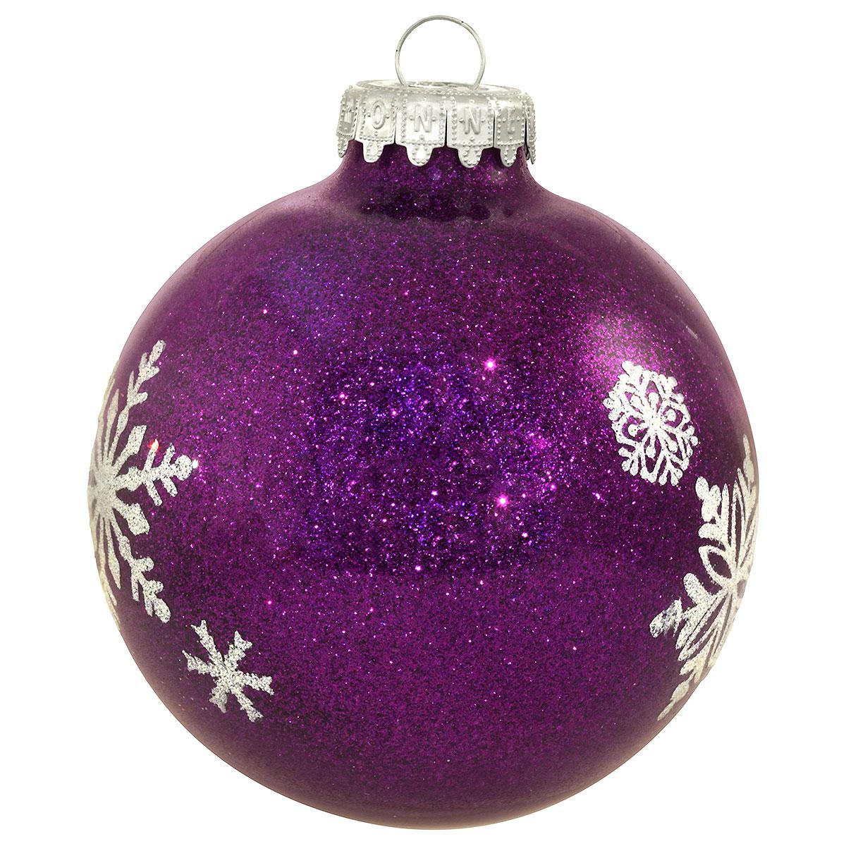 Purple Snowflake Sparkle Glass Ornament