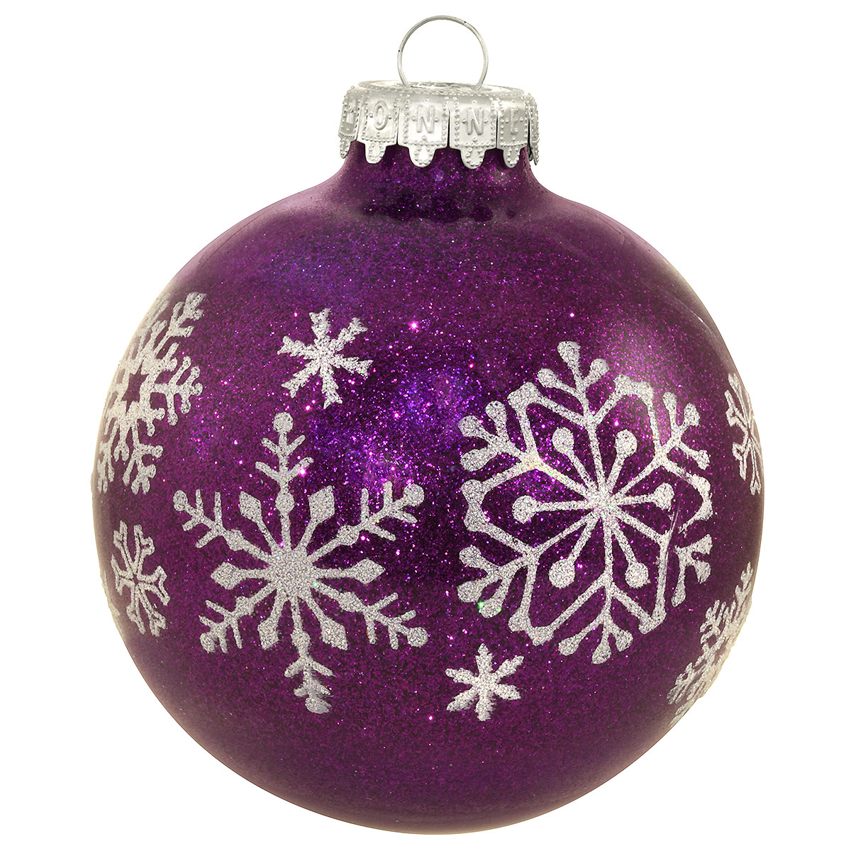 Purple Snowflake Sparkle Glass Ornament