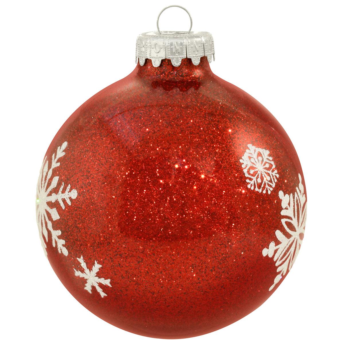 Red Snowflake Sparkle Glass Ornament