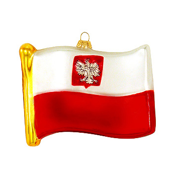 Flag of Poland Glass Ball Christmas Ornament 