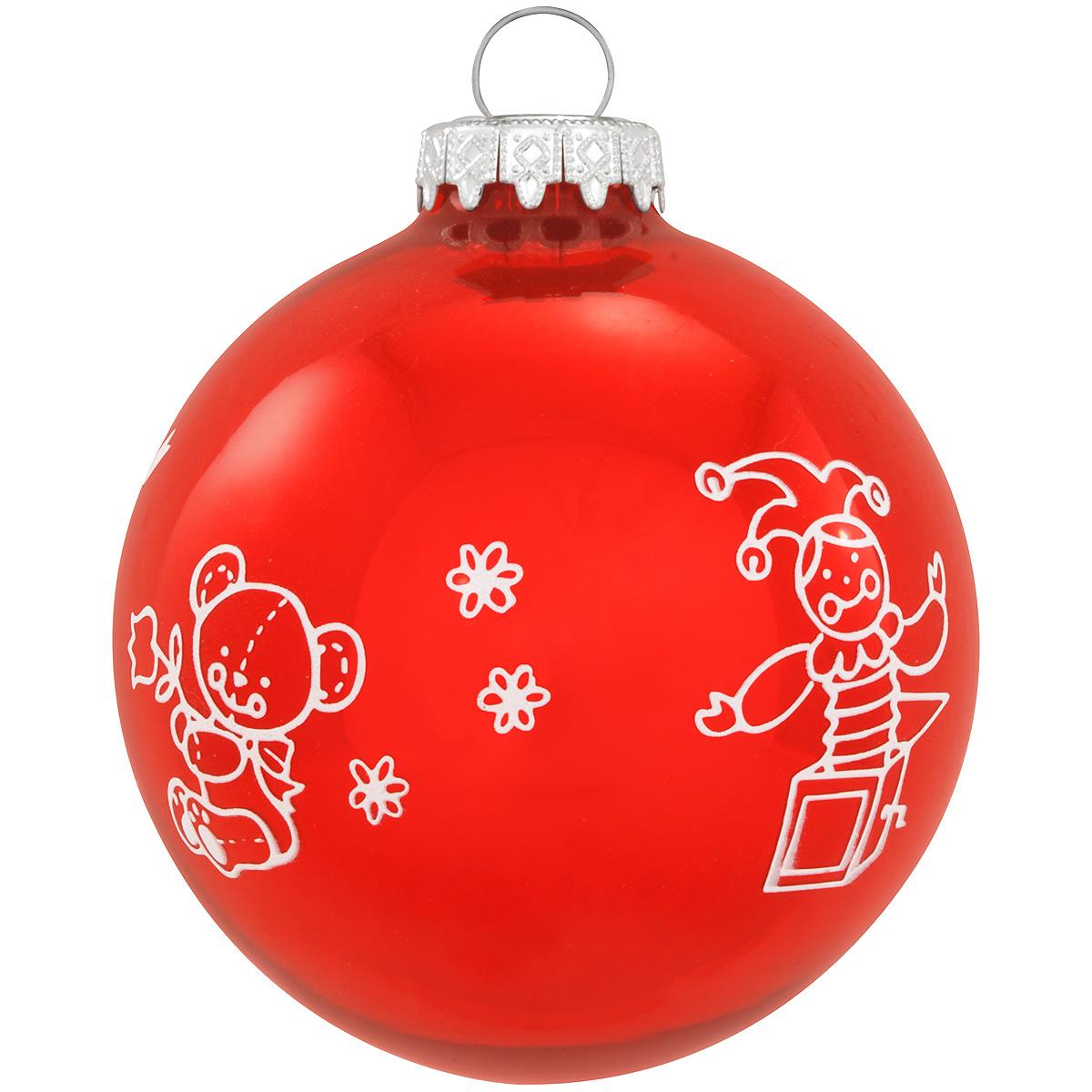 Personalized Red First Christmas Glass Ornament