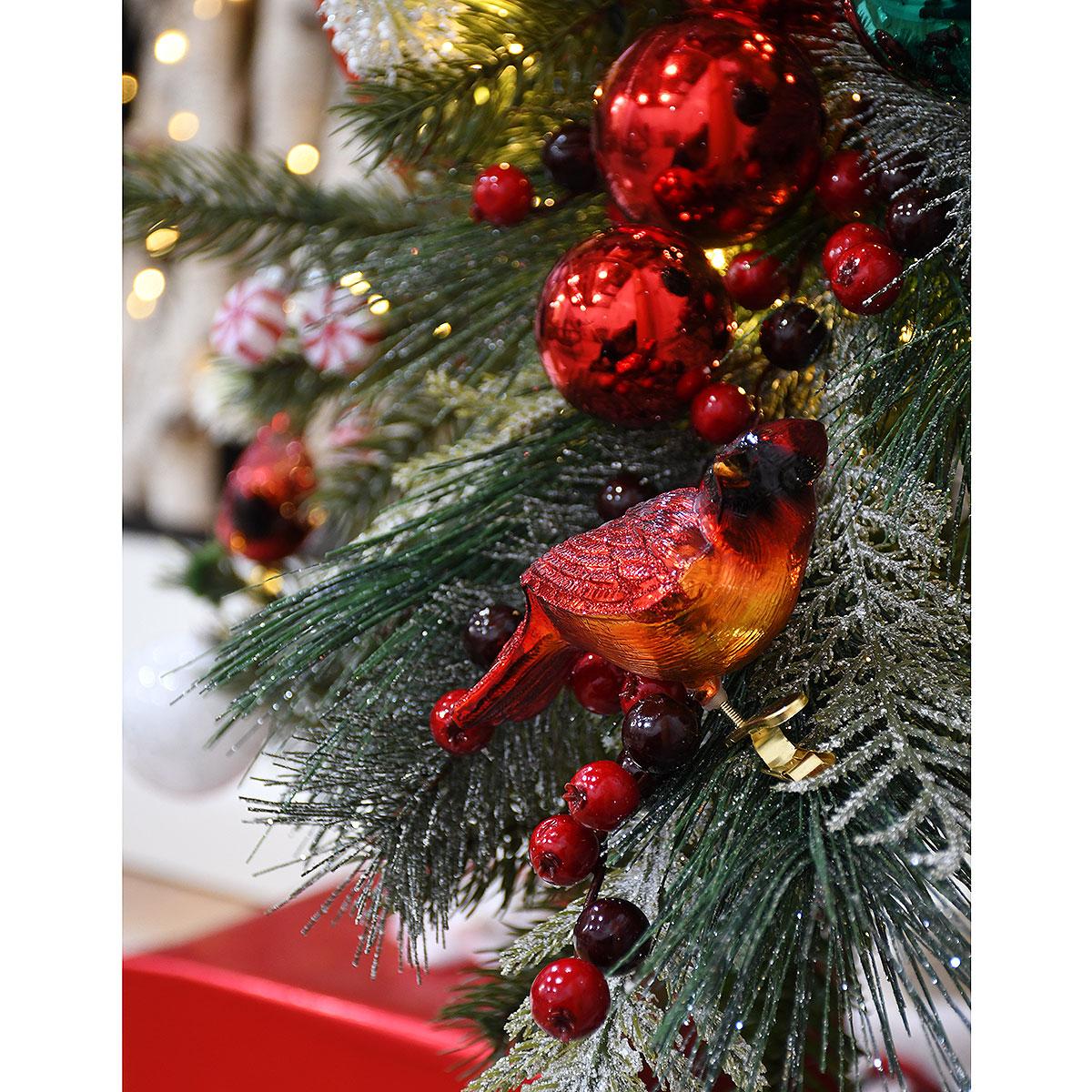 Resting Cardinal Clip-On Glass Ornament From Old World Christmas