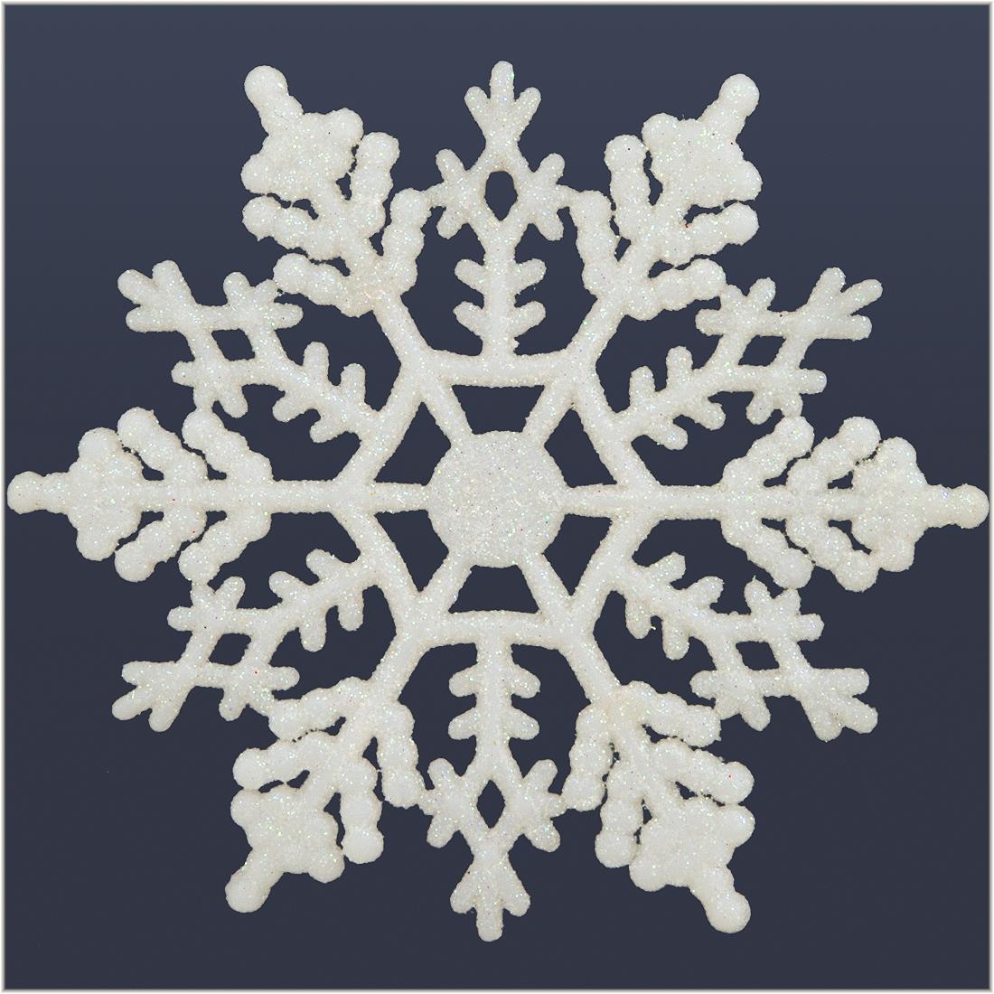 Snowflake Christmas Ornaments - Set of 74 Snowflakes - 2 D White  Snowflakes 4 D Clear Iridescent Snowflakes 5 D Clear Iridescent  Snowflakes - 6 D