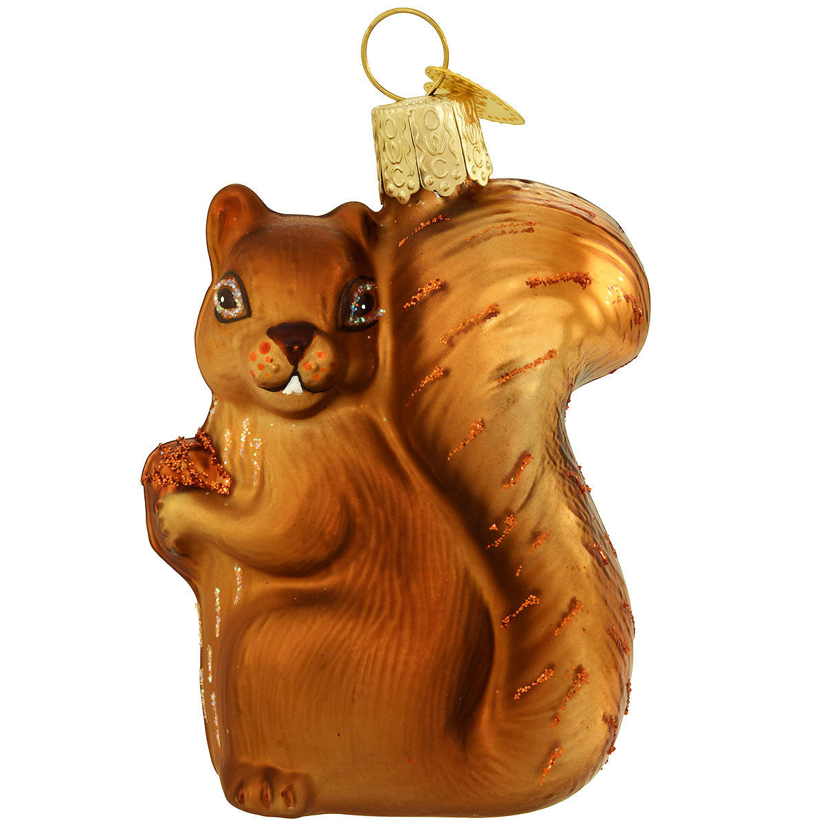 Squirrel With Acorn Glass Ornament 