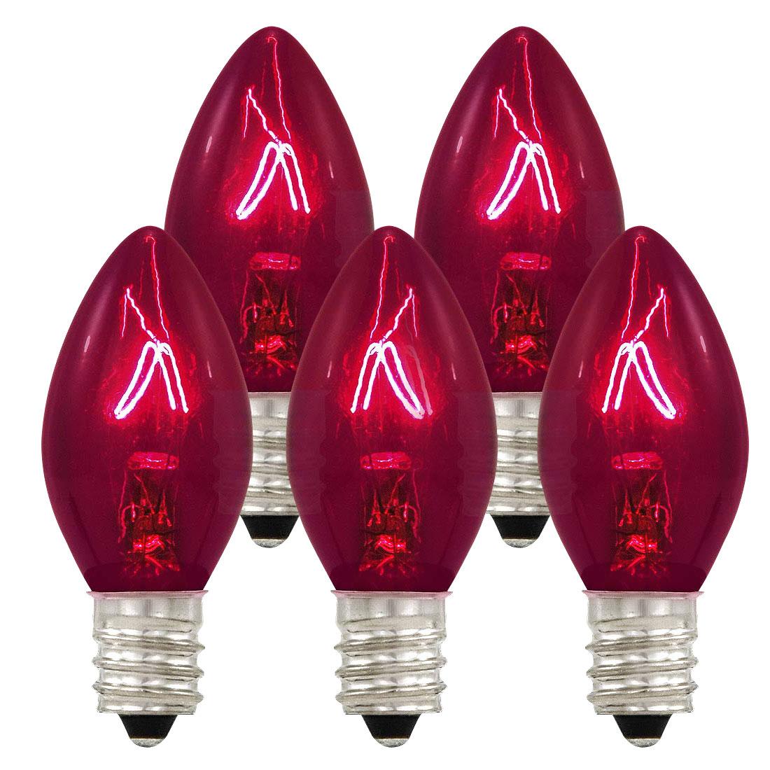 Box of 75 C7 Twinkle Red Triple Dipped Transparent Christmas Bulbs 