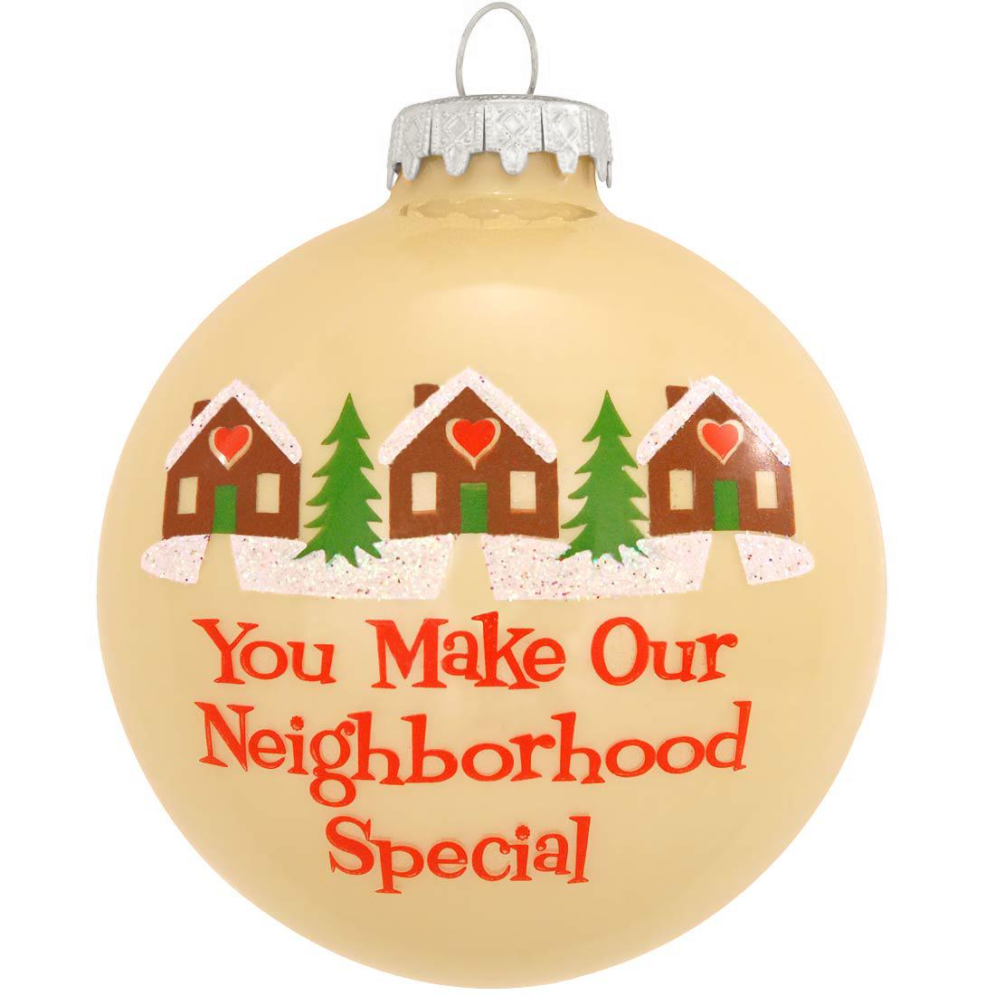 Custom Neighbor Round Porcelain Christmas Ornament, Set of 1, Good Neighbors Make A Good Neighborhood | Andaz Press
