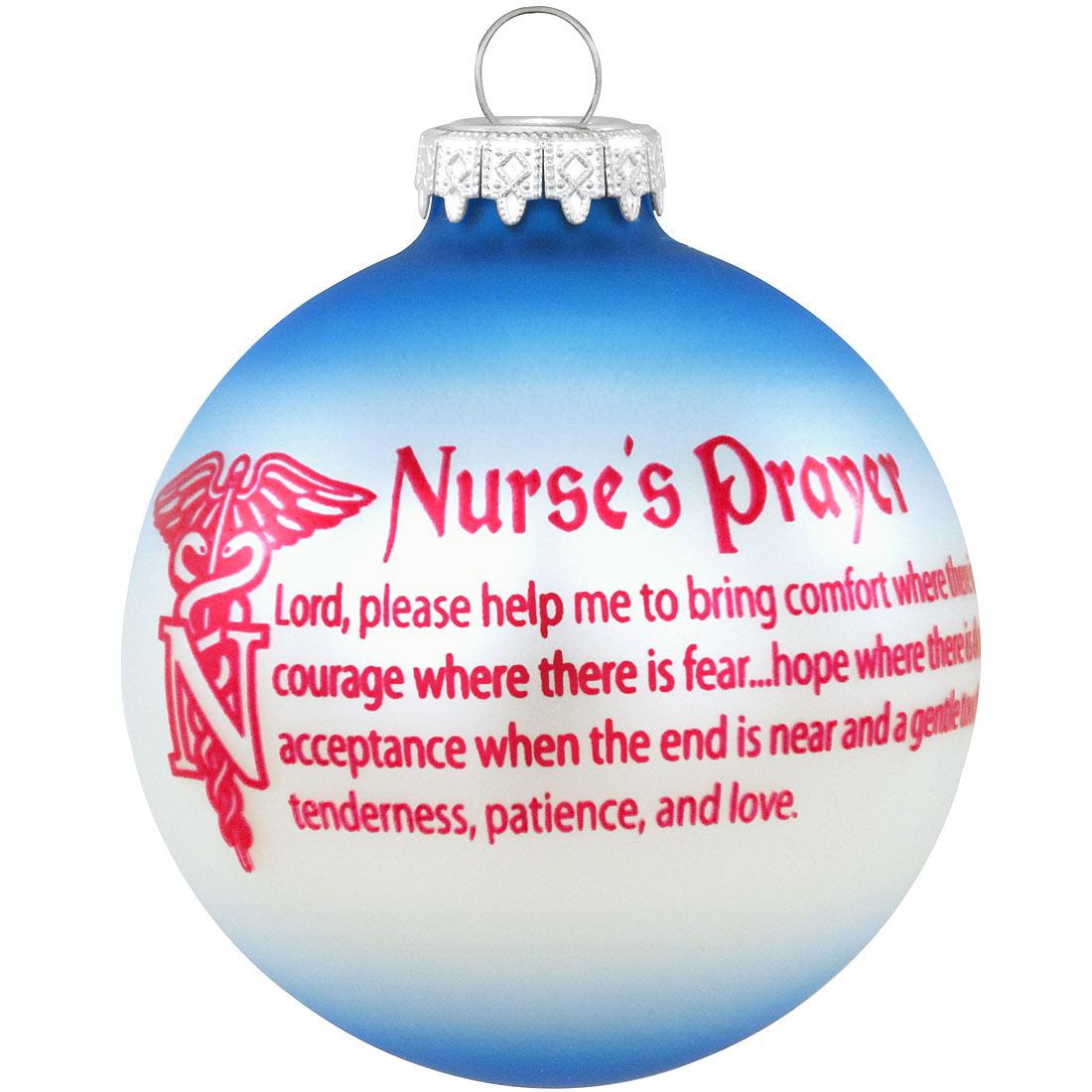 Nurse's Prayer Round Glass Ornament