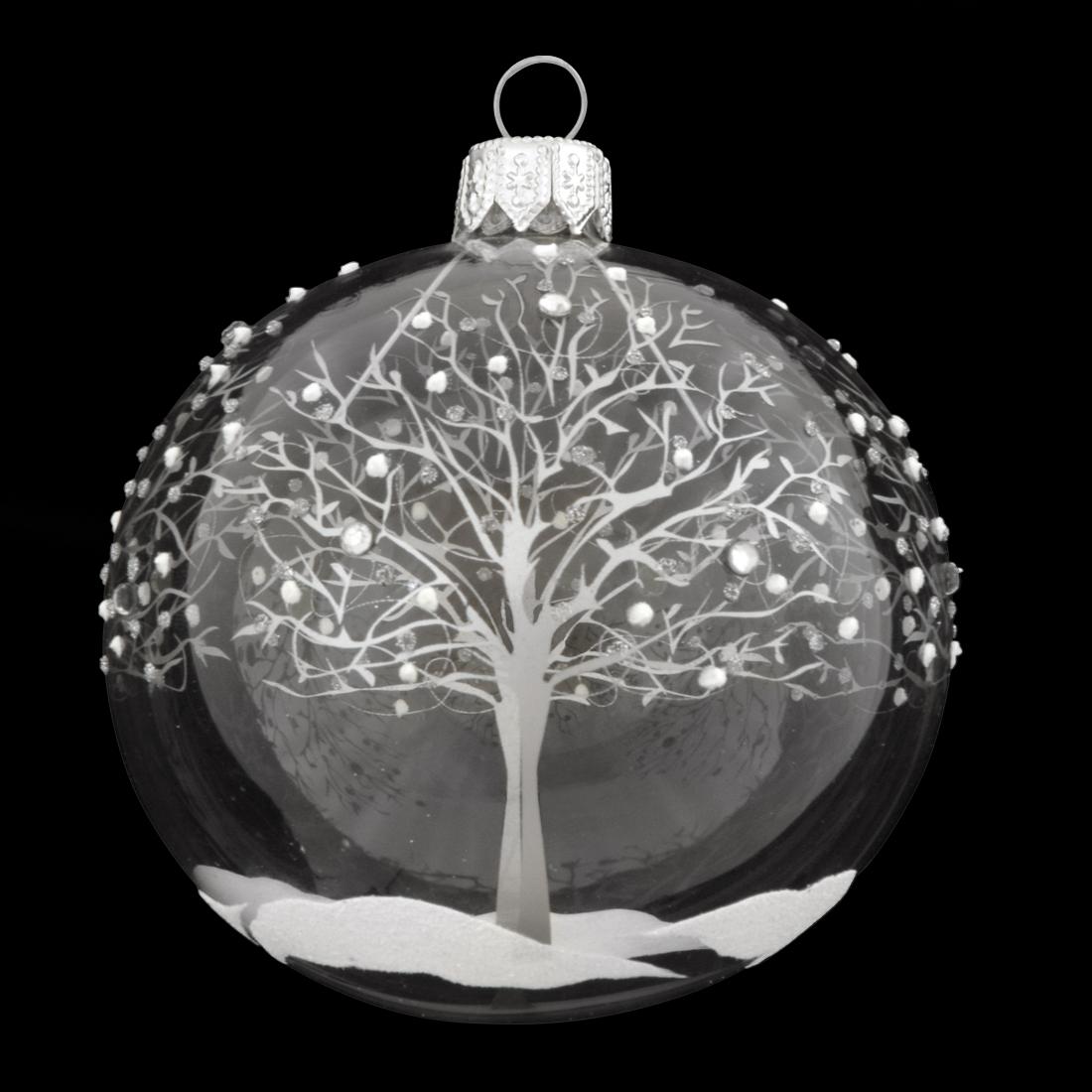 Silver Trees On Clear Ornament