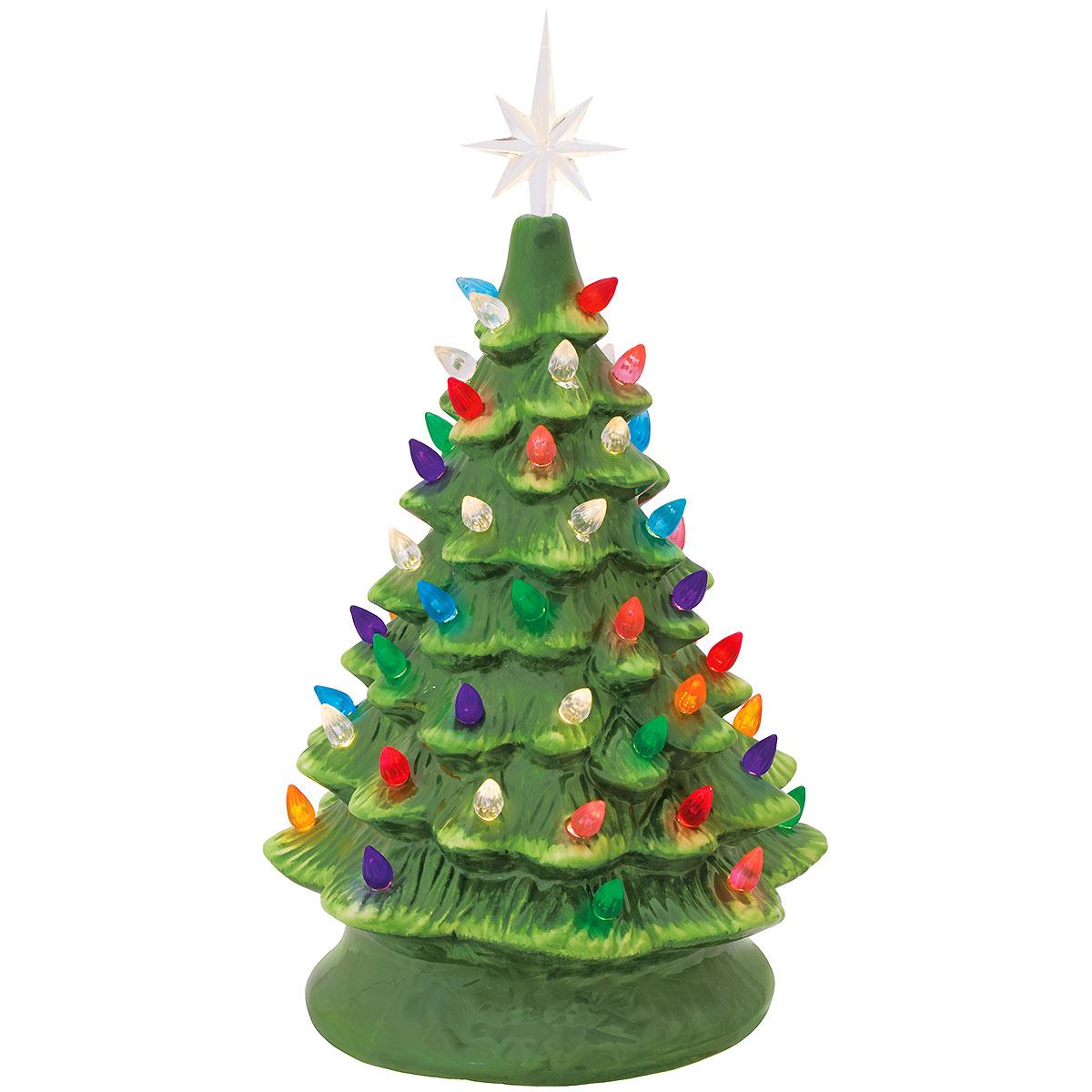 Green Ceramic Christmas Tree With Lights