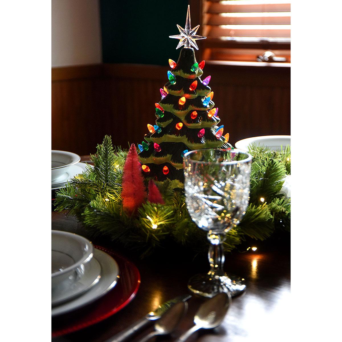 Green Ceramic Christmas Tree With Lights