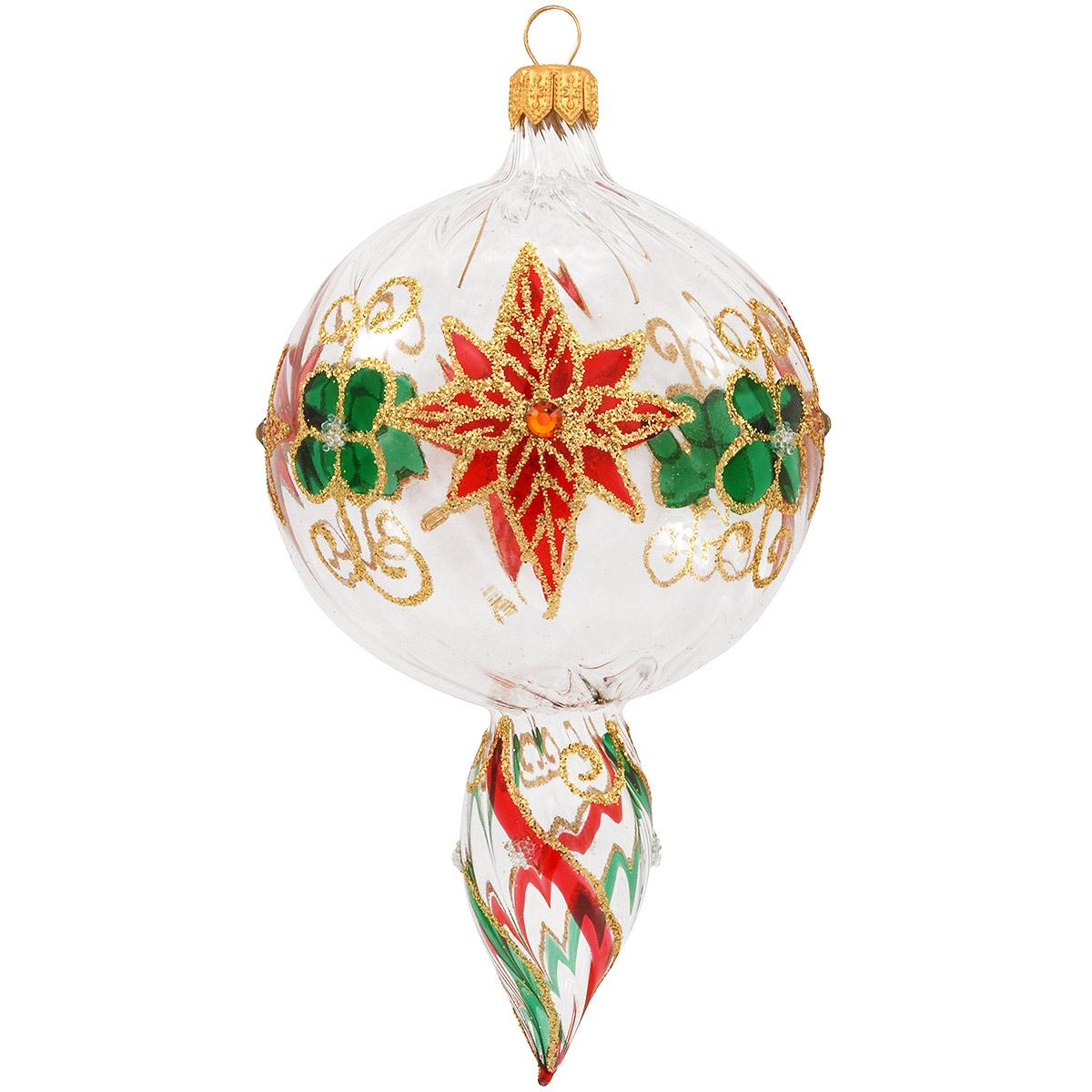 Painted Ornament. Christmas Ornament. Glass Ornament. Clear Ornament. Glass  Paint. Poinsettia Ornament. Poinsettia. Tree Trimming. 