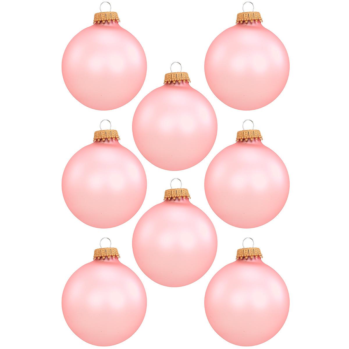 Set Of 8 Chic Pink Velvet Glass Ornaments