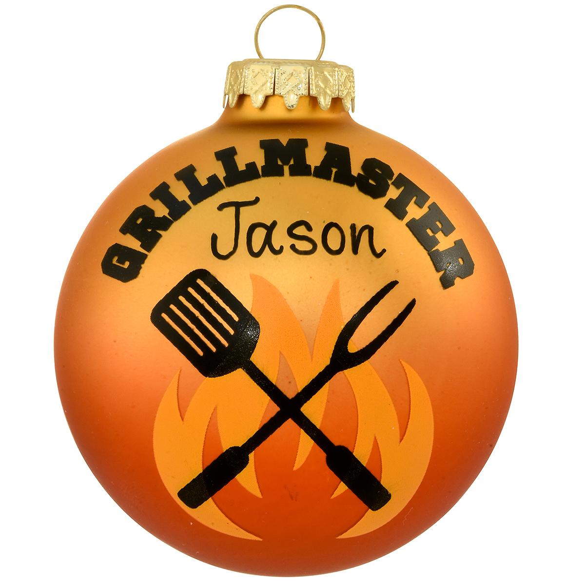 Personalized Grill Master Glass Ornament