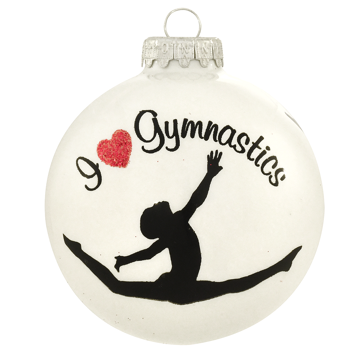 I Love Gymnastics Glass Ornament