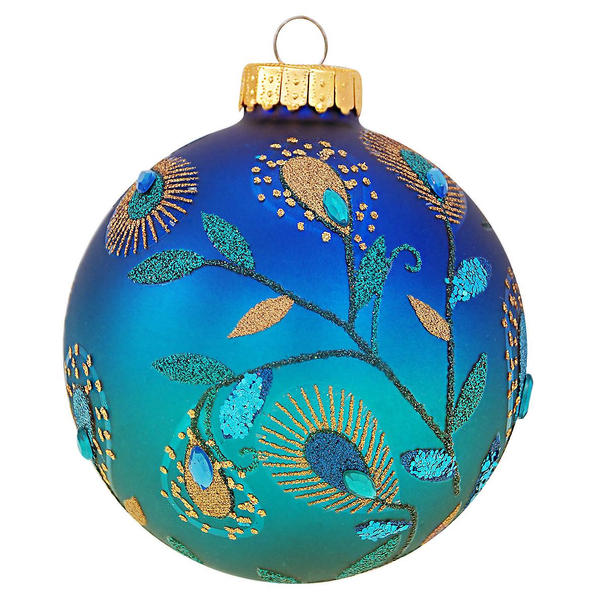 Peacock Glittering Glass Ornament