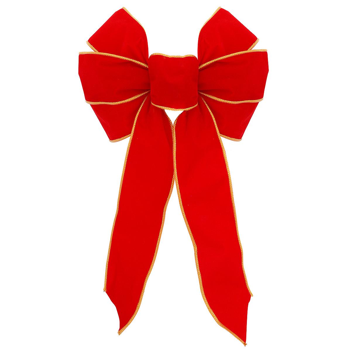 7- Loop Red Velvet Bow With Gold Trim