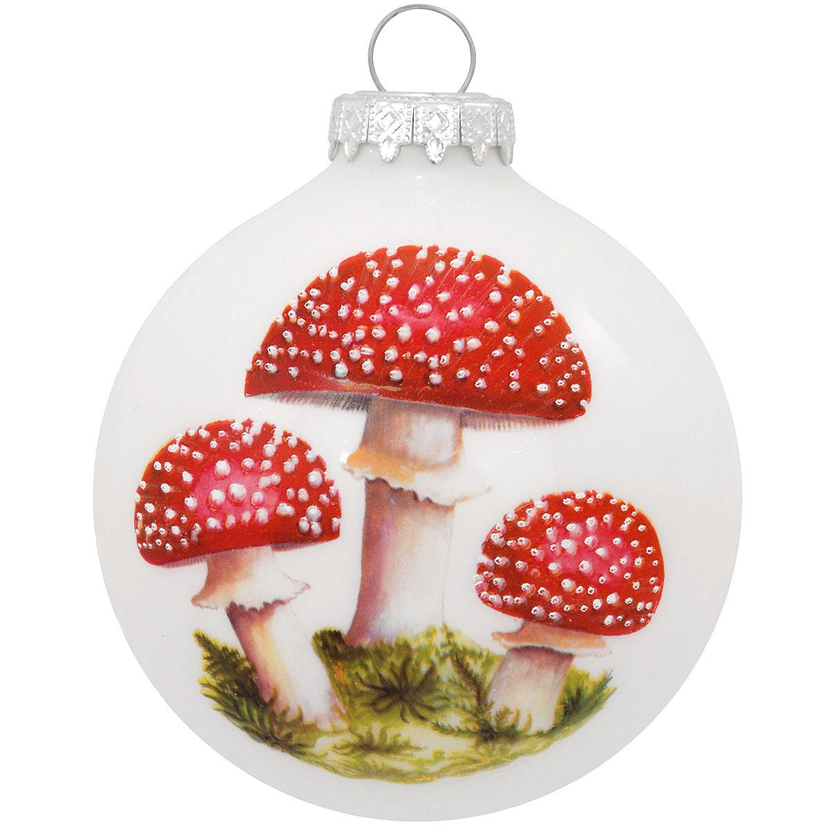 Mushroom Symbol Glass Ornament