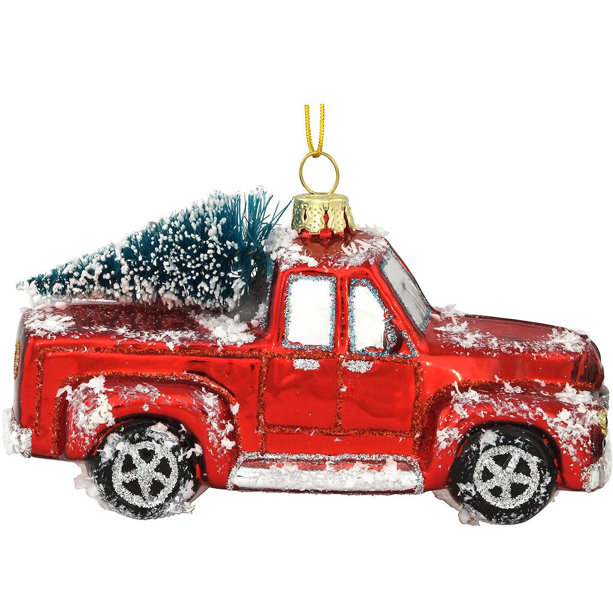 Details about   red truck with tree and Christmas gift in back christmas Ornament 