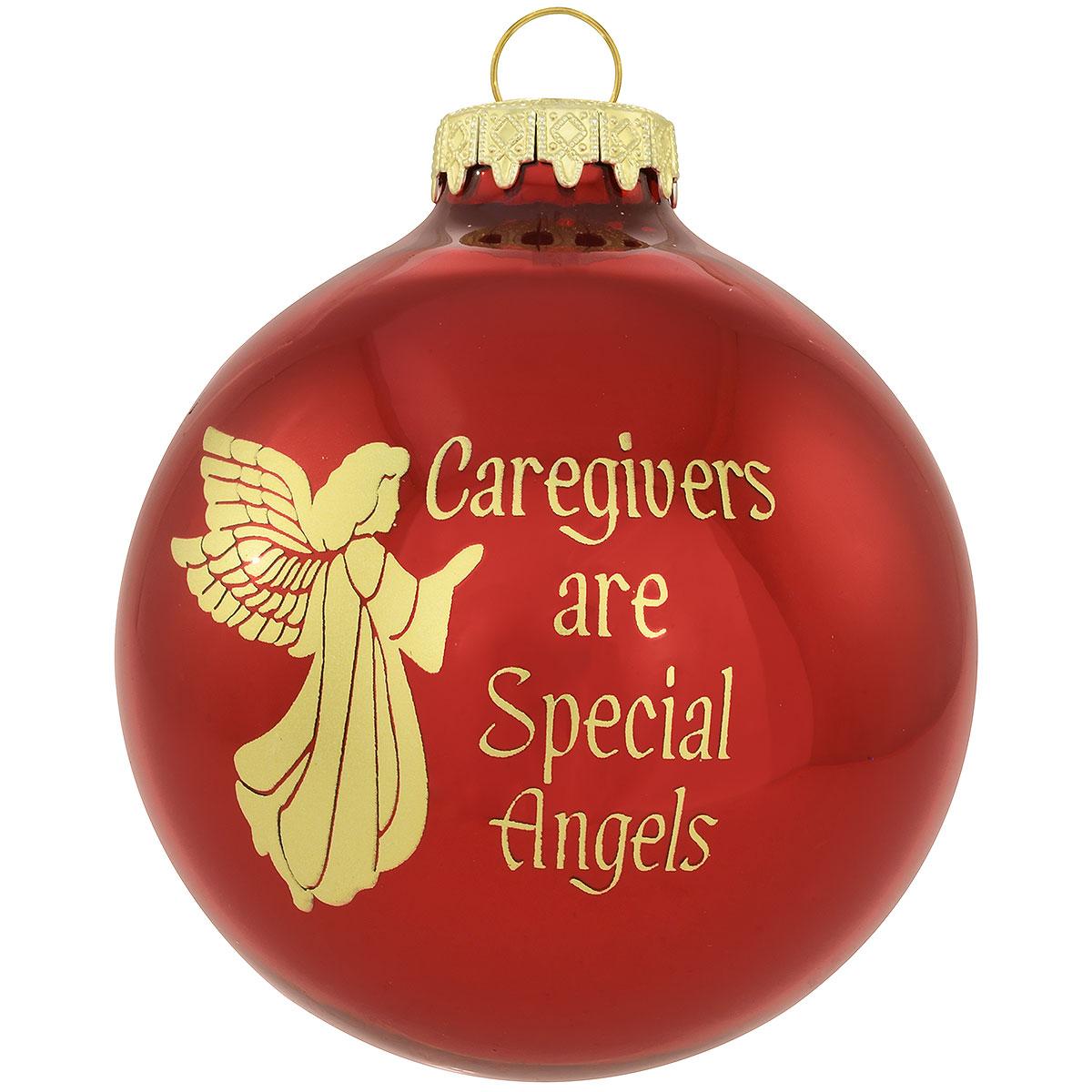 Caregivers Are Special Angels Shiny Burgundy Glass Ornament