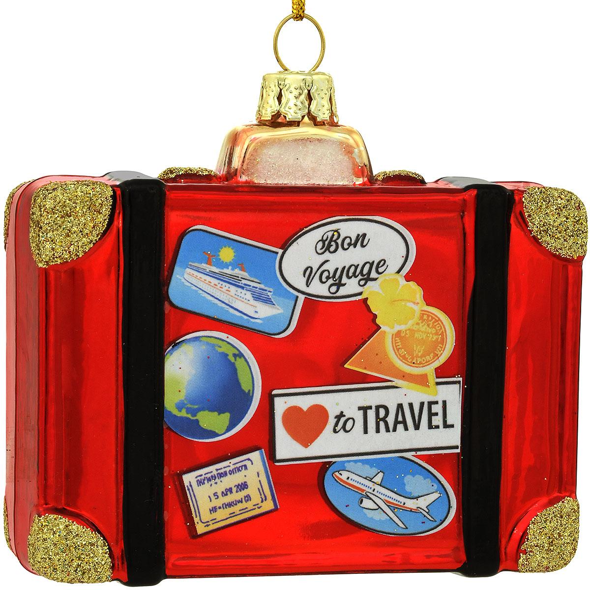 Travel Suitcase Glass Ornament