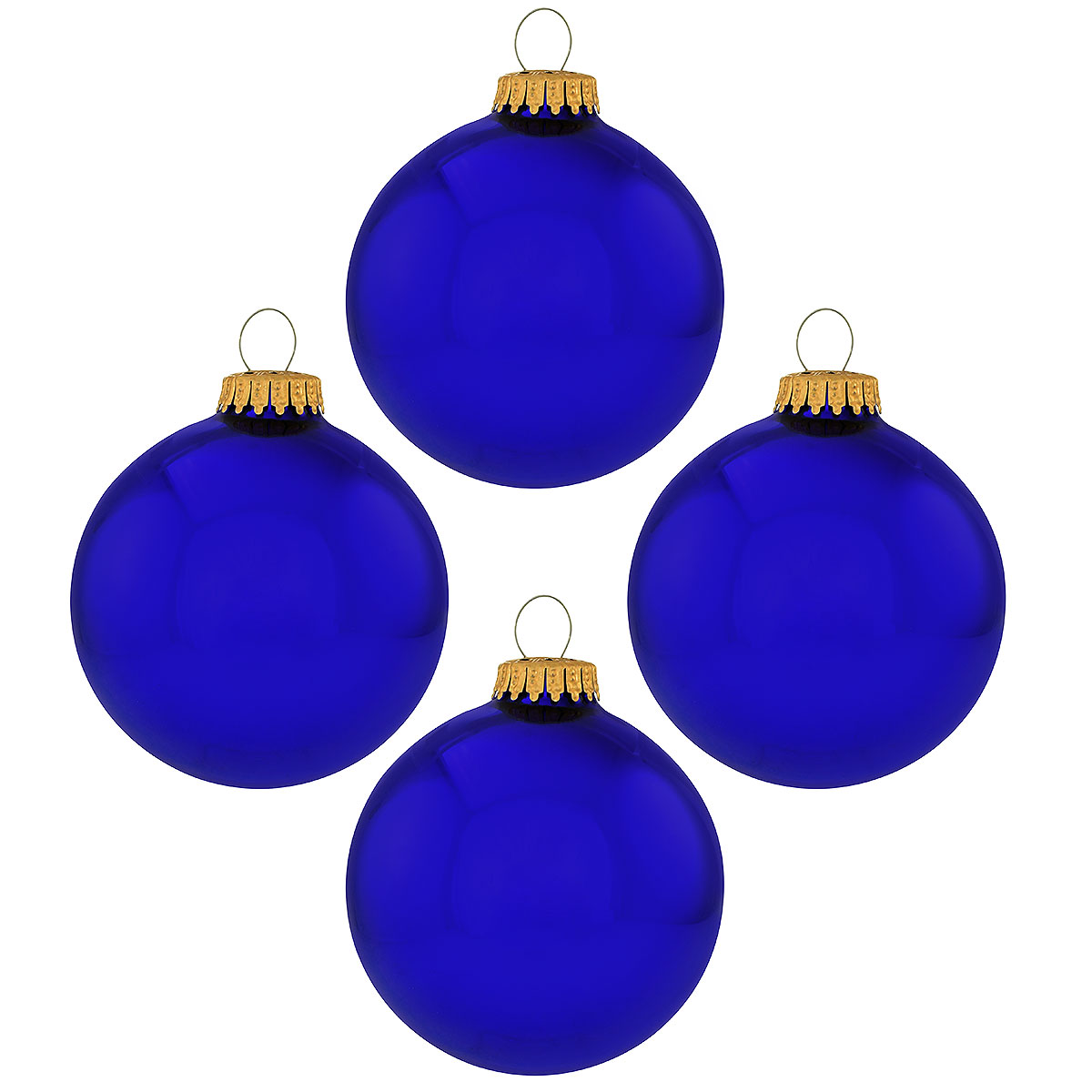 Victoria Blue Shine Glass Ornament Set Of 4