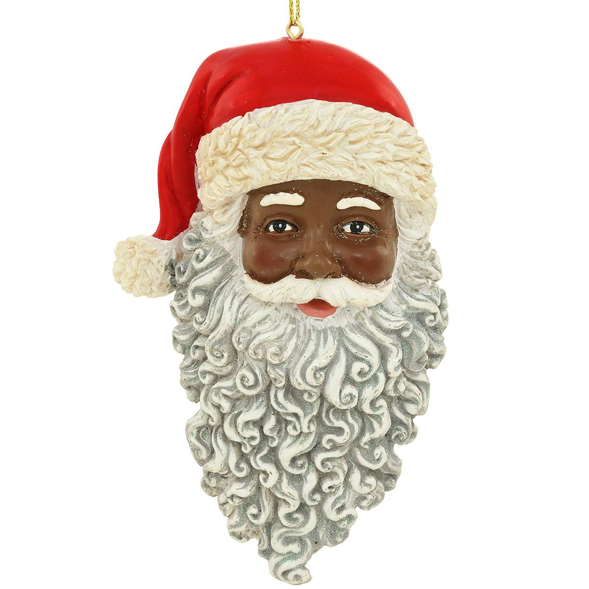 African American Santa Head Ornament