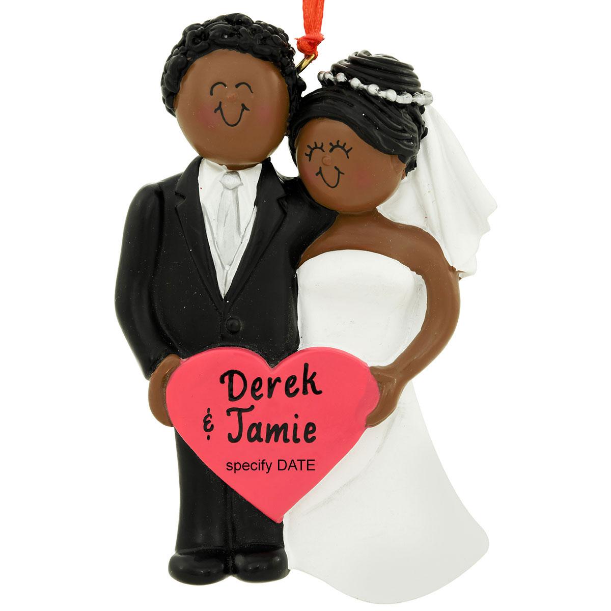 Personalized African American Couple Bridal Ornament