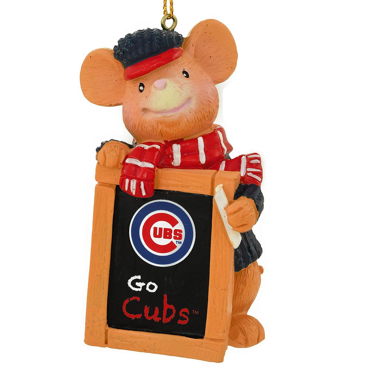 Chicago Cubs Holiday Mouse Ornament