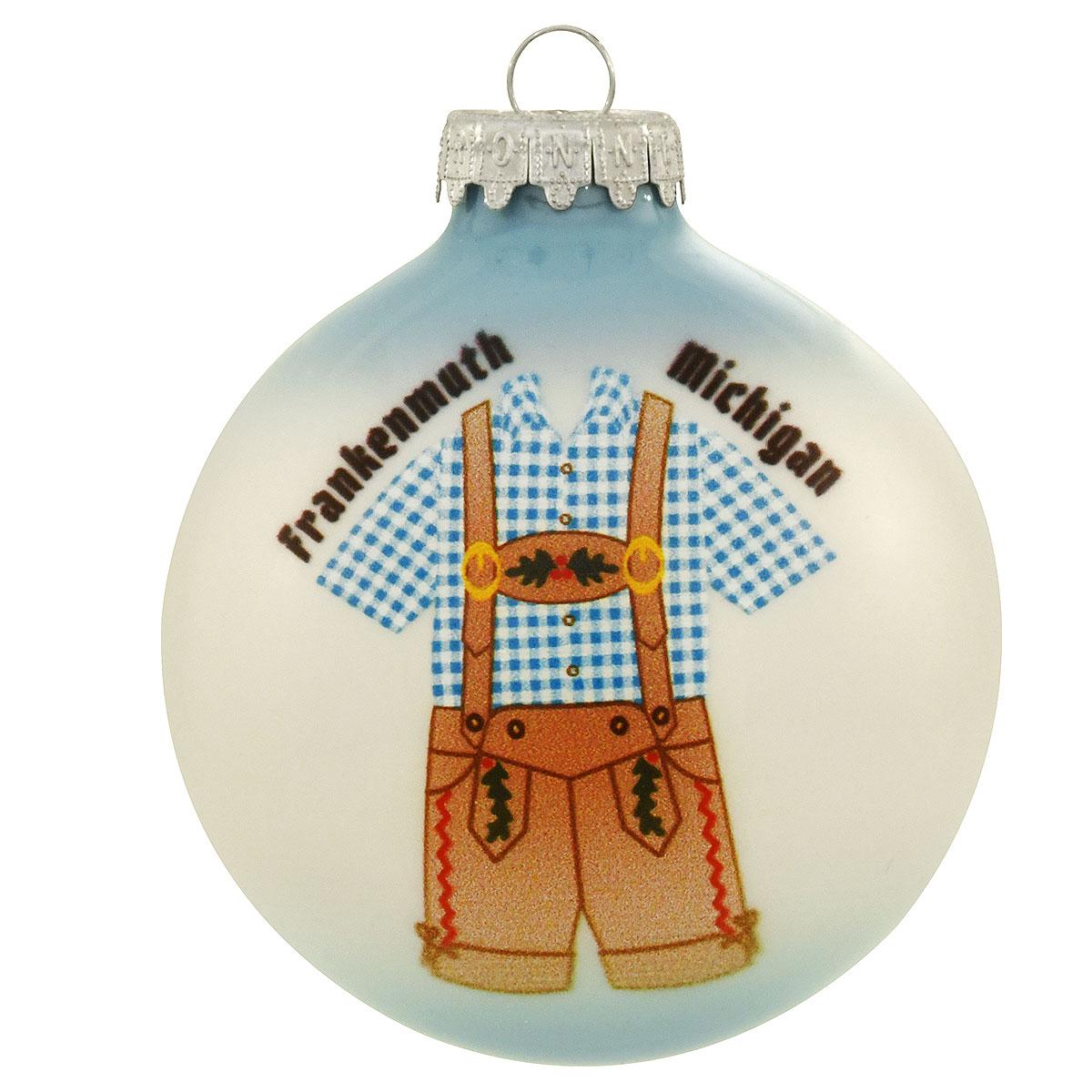 Frankenmuth Michigan Lederhosen Glass Ornament