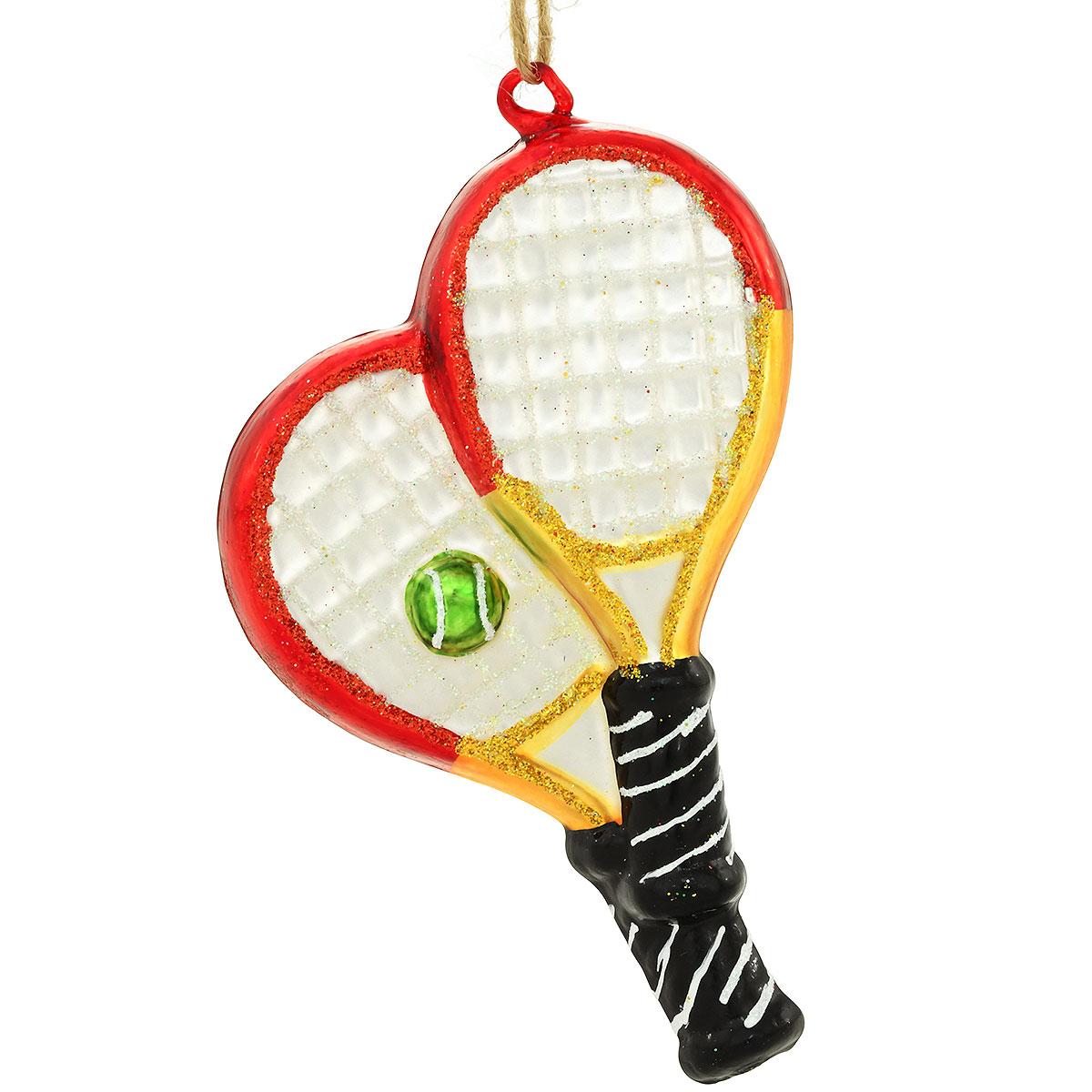 Tennis Rackets Glass Ornament