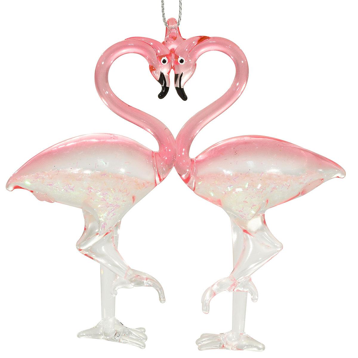 Spun Glass Flamingos Ornament