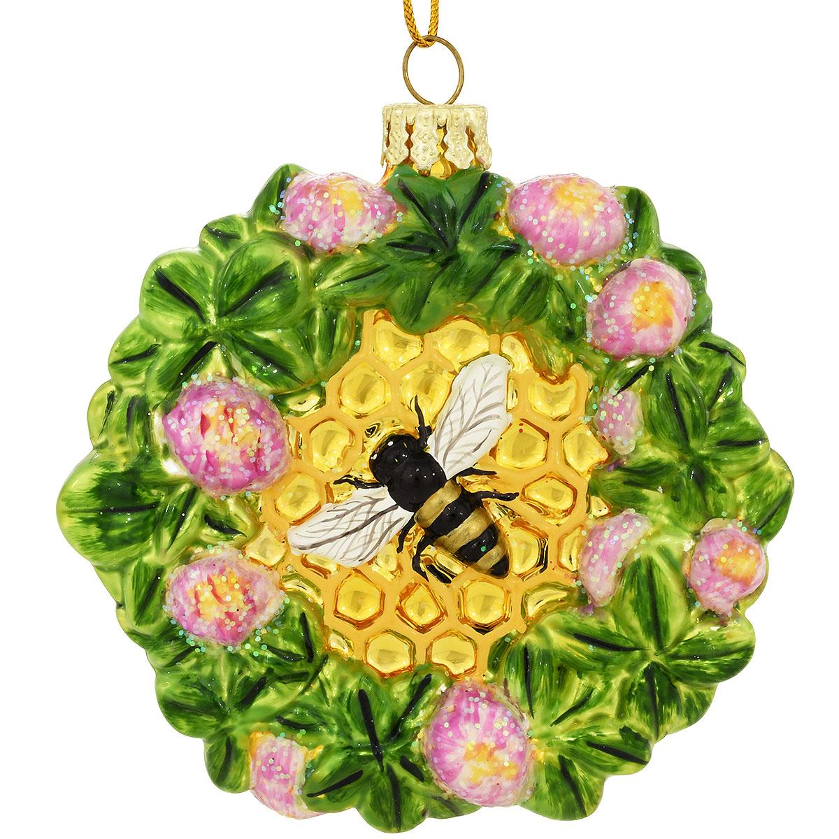 Bee Honeycomb Glass Ornament
