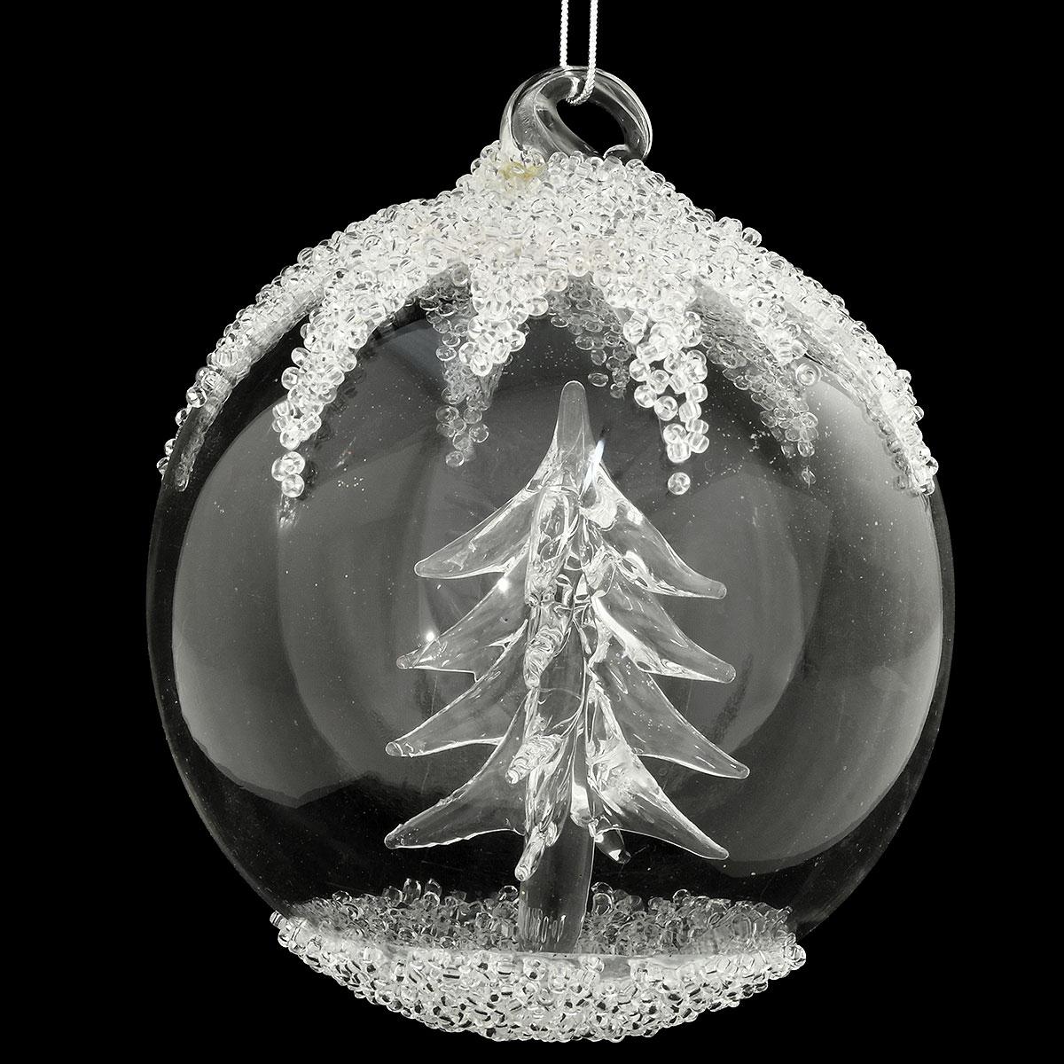 Spun Glass Tree In Ball Ornament