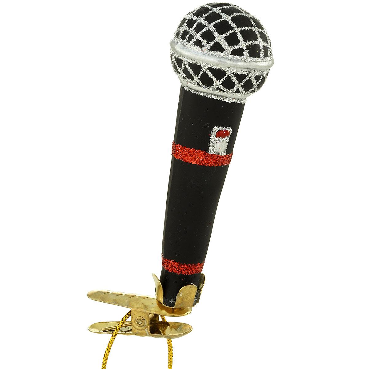 Microphone Clip-On Glass Ornament