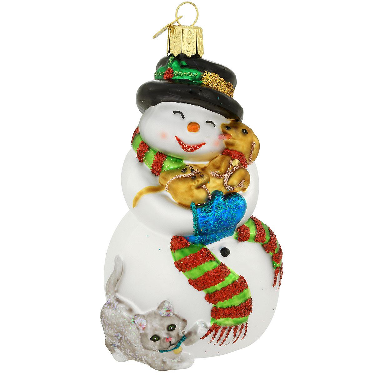 Snowman With Pets Ornament