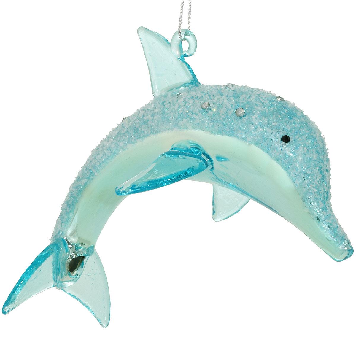 Blue Dolphin Spun Glass Ornament