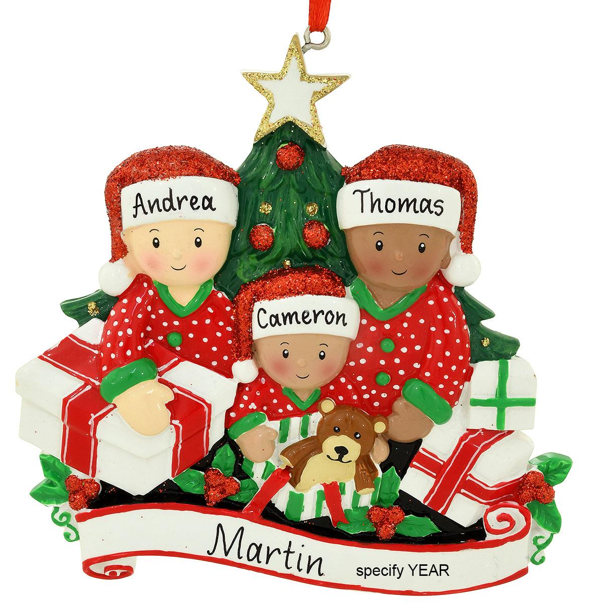 Biracial Family Of 3 Ornament