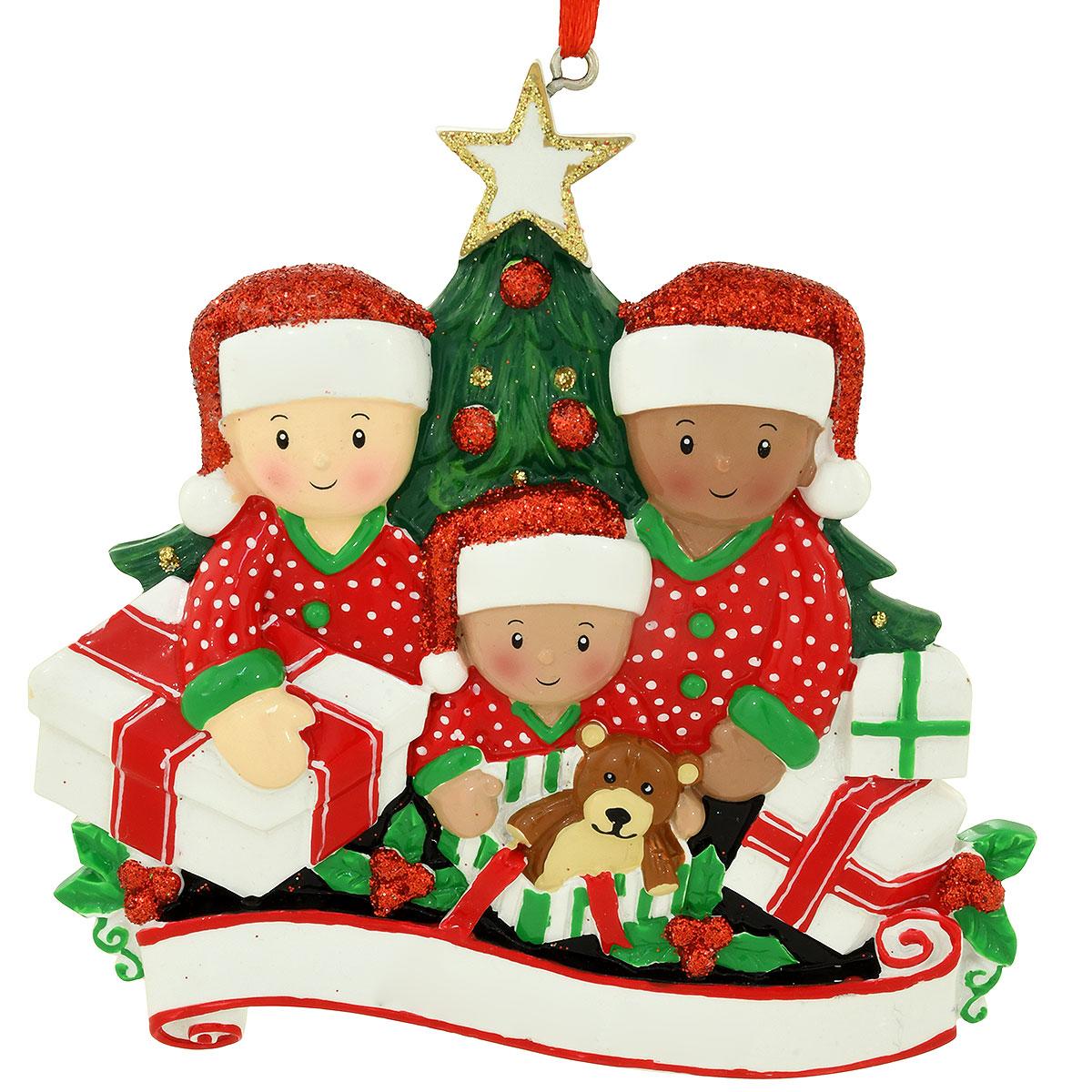 Biracial Family Of 3 Ornament