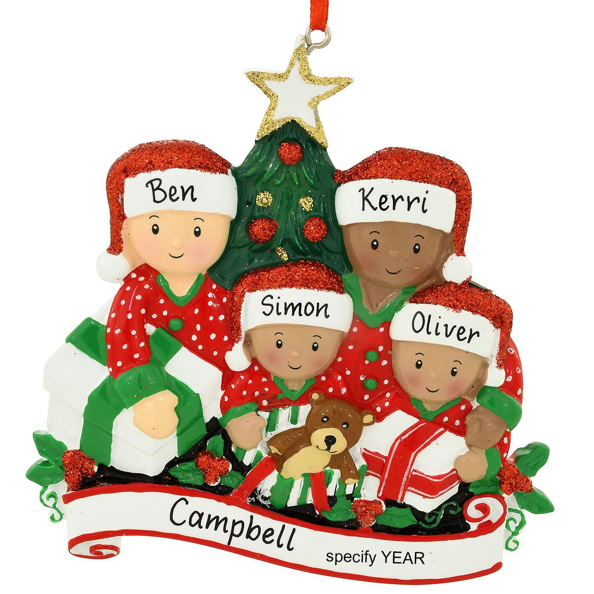 Biracial Family Of 4 Ornament