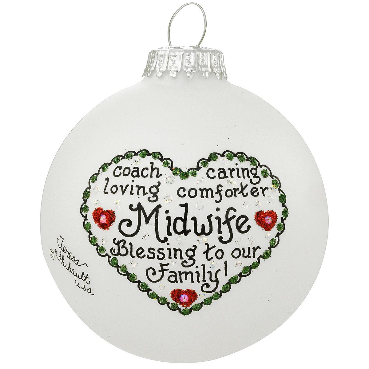 Midwife Heart Gifts Glass Ornament