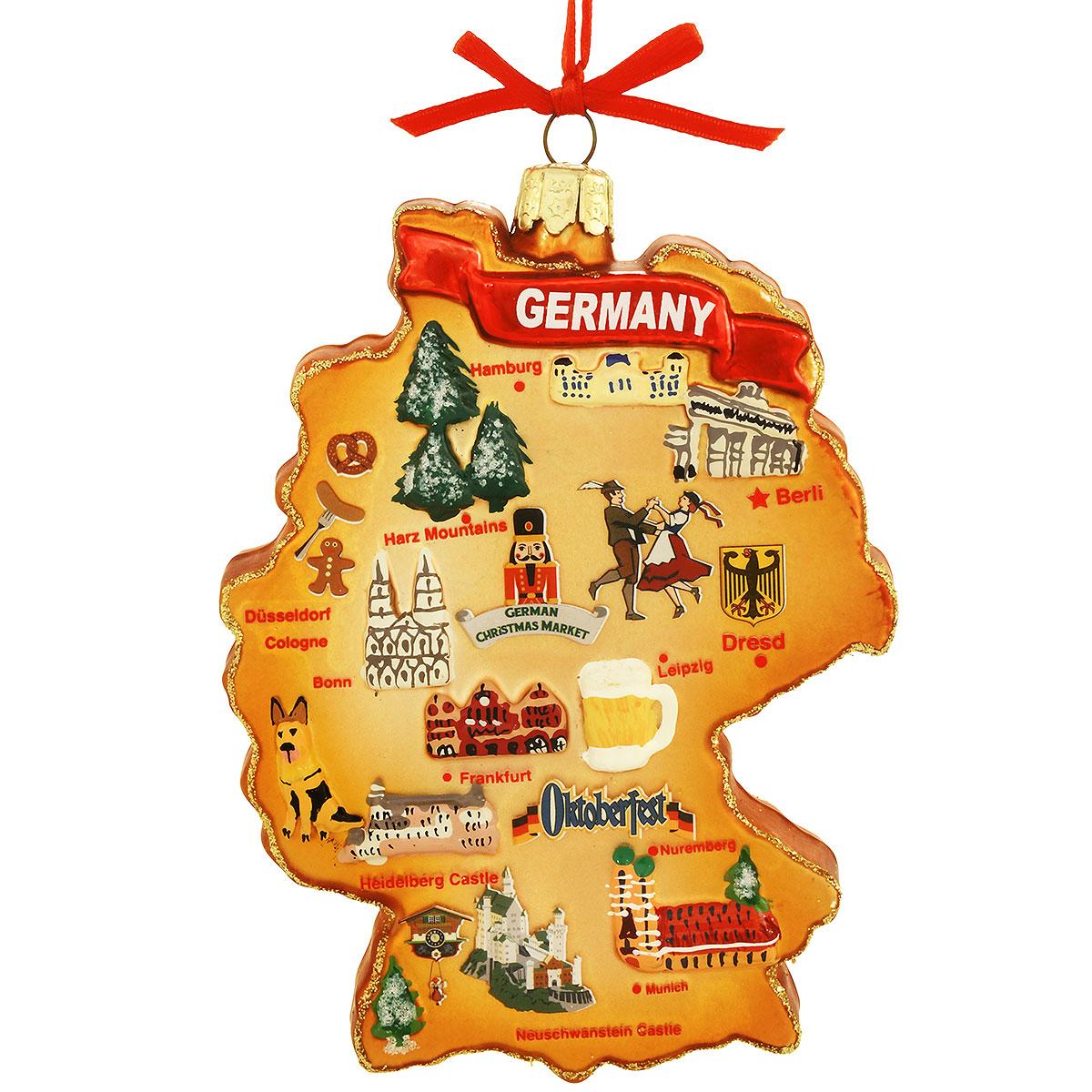 Germany Map Glass Ornament
