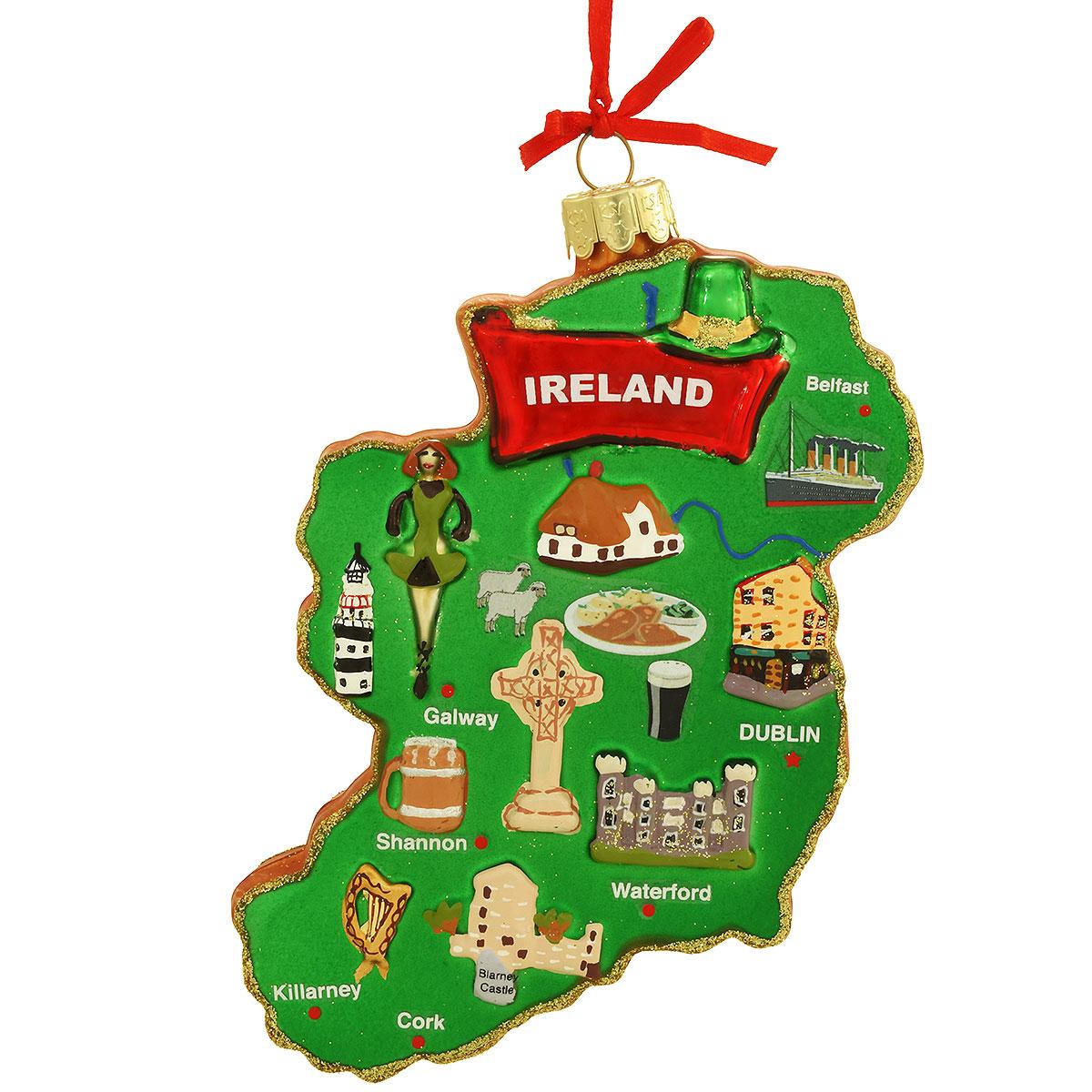Ireland Map Glass Ornament