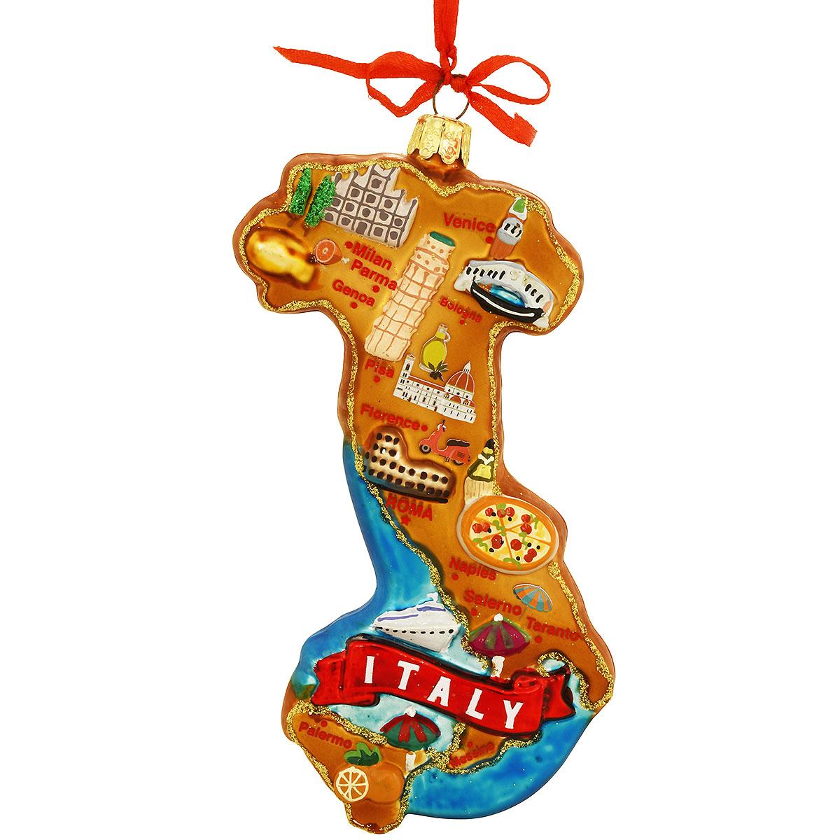 Italy Map Glass Ornament